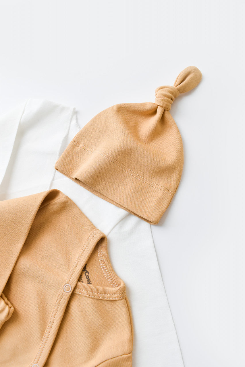 Set de 5 piese pentru nou nascut - 100% bumbac organic - Mustar, Baby Cosy