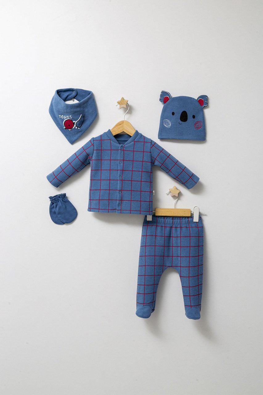 Set de 5 piese pentru nou nascut baietel Forest, Tongs baby, 0-3 luni
