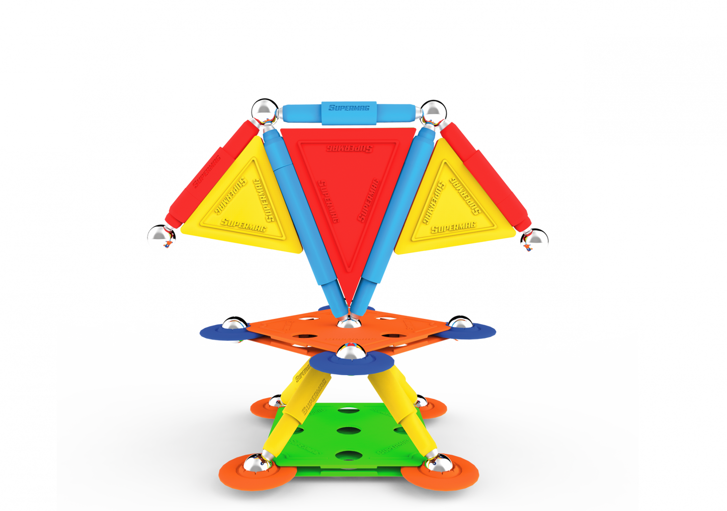 Set de constructie magnetic Supermag Projects Multicolor, 45 piese