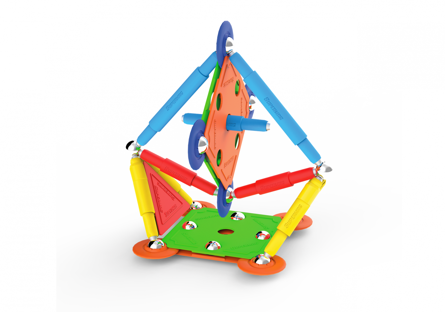 Set de constructie magnetic Supermag Projects Multicolor, 45 piese