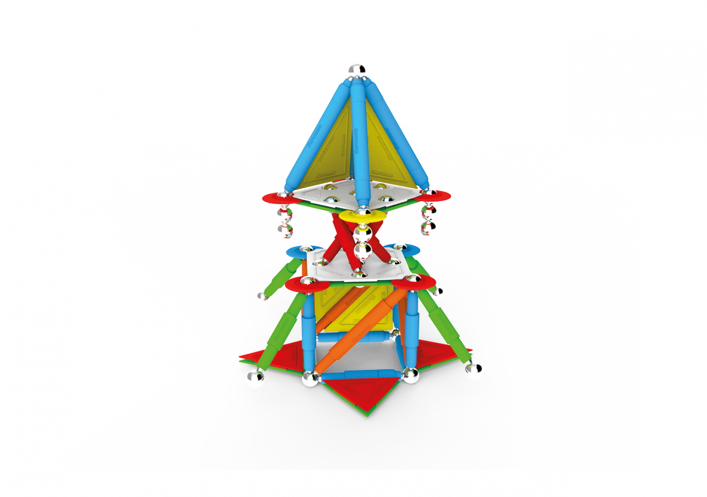 Set de constructie magnetic Supermag Projects Multicolor, 45 piese