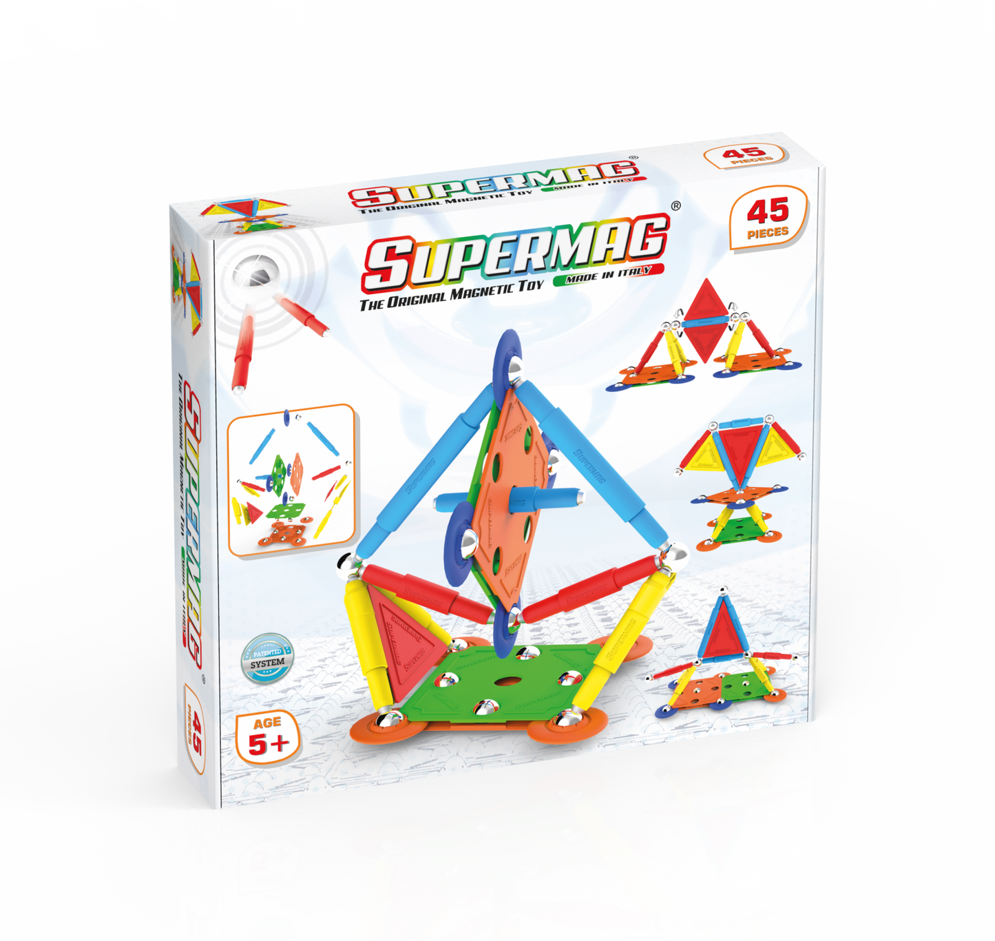 Set de constructie magnetic Supermag Projects Multicolor, 45 piese
