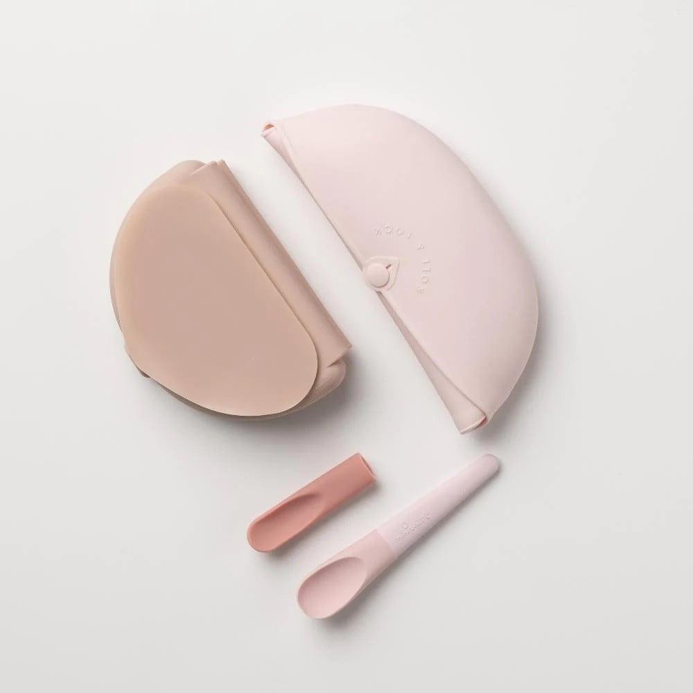 Set diversificare hrana bebelusi Miniware Sili Mini GO, 100% din materiale naturale biodegradabile, 3 piese, Pink Antioxidant
