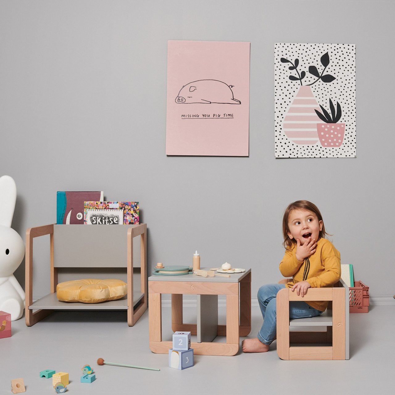 Set mobilier 8in1 Skiddou Mob, Evening shadow, Gri