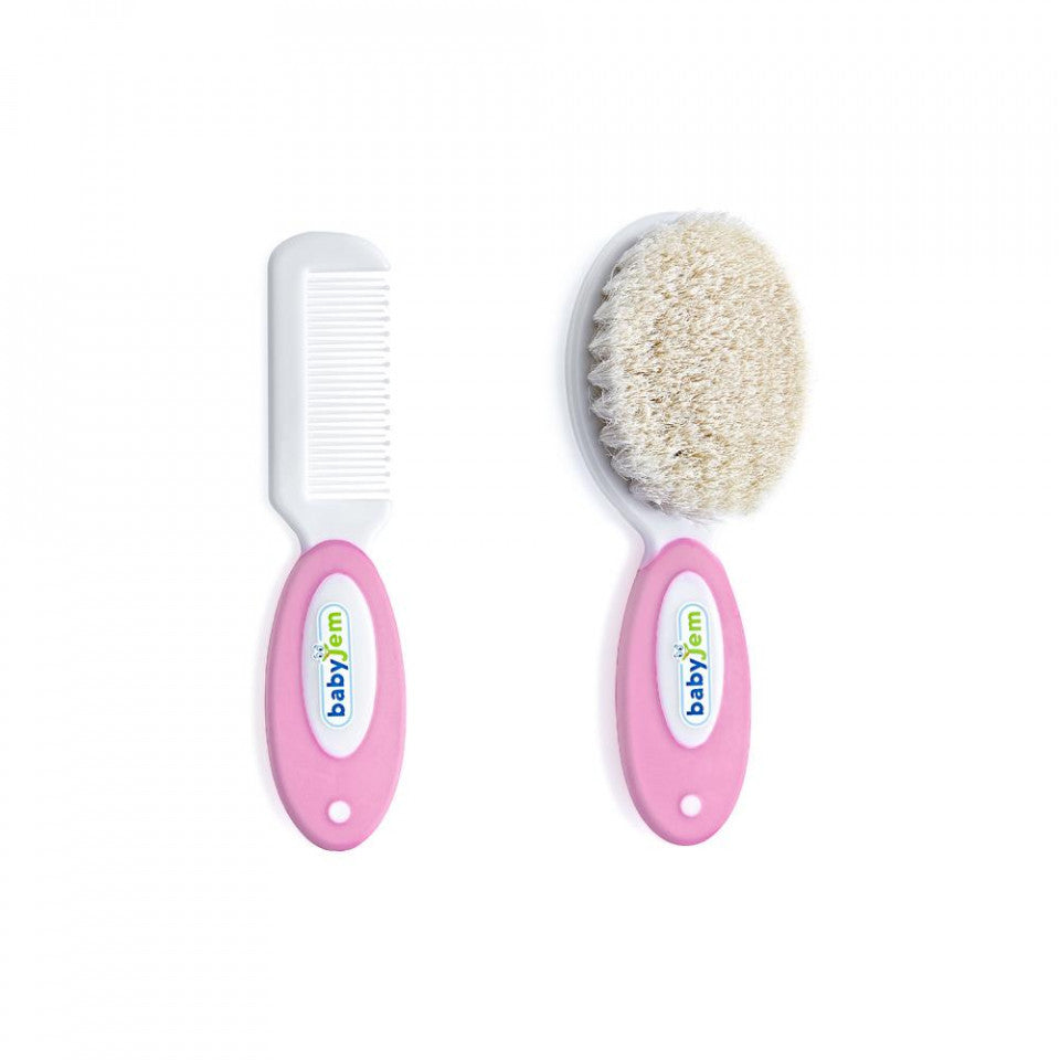 Set pieptan si perie din peri naturali BabyJem