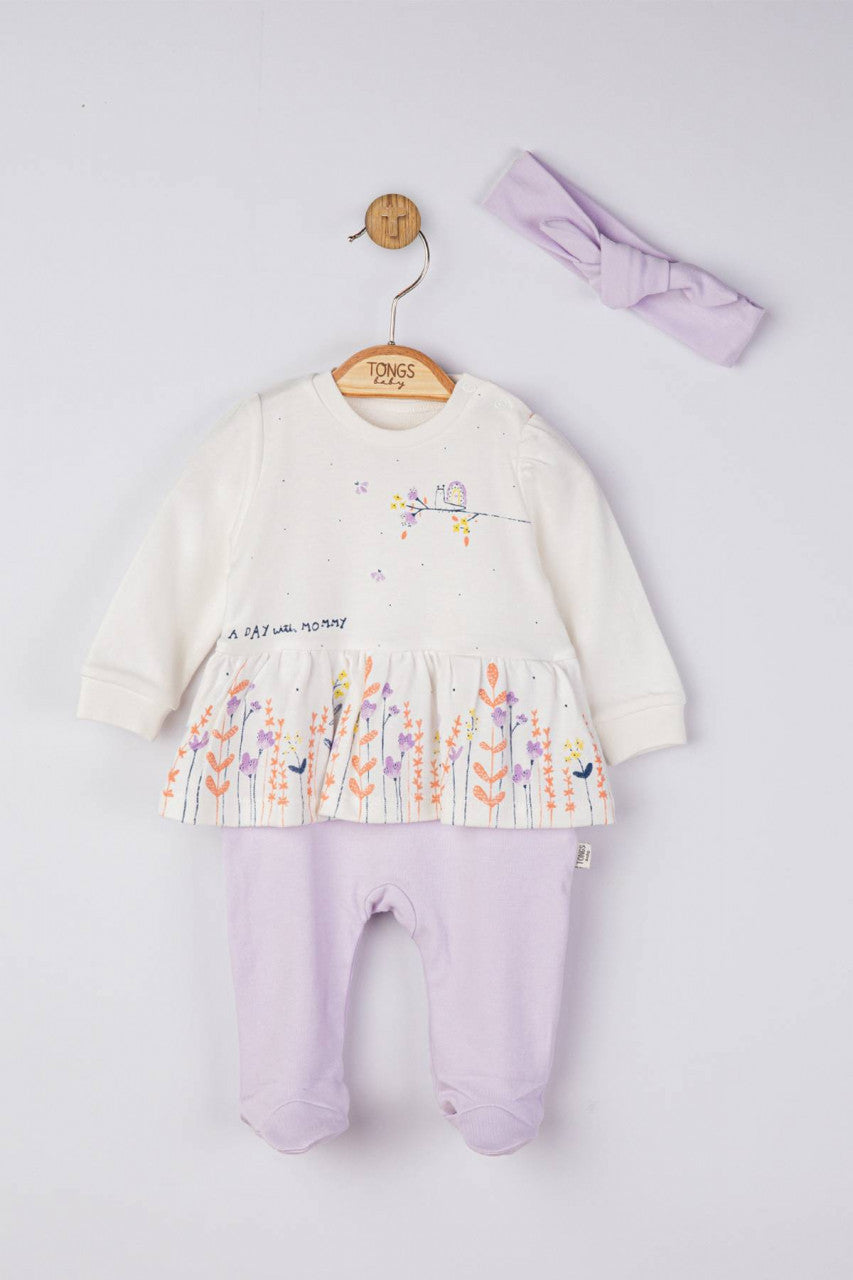 Set salopeta cu bentita "A day with mommy" pentru bebelusi, Tongs baby