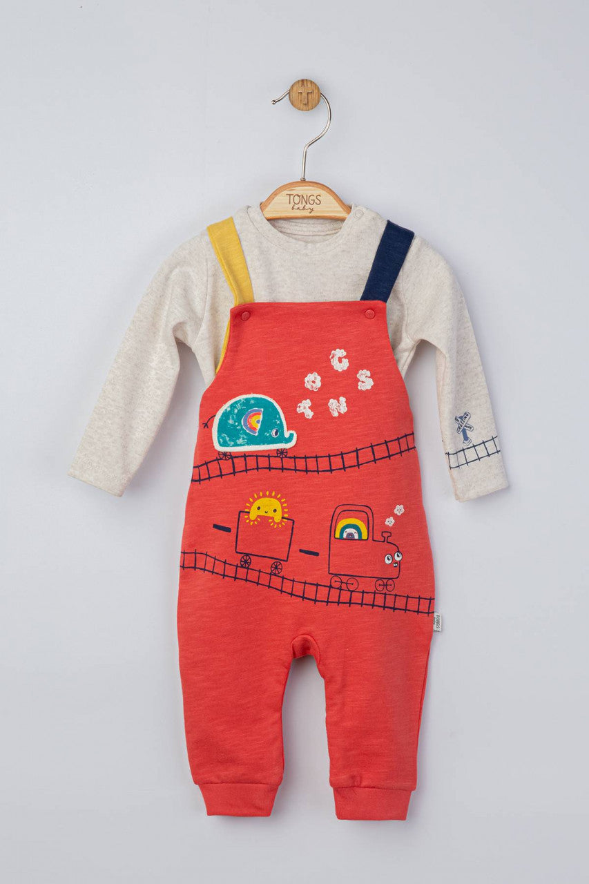 Set salopeta cu bluzita pentru bebelusi Choo Choo, Tongs baby