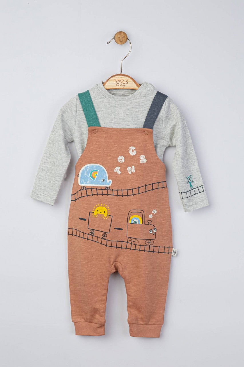 Set salopeta cu bluzita pentru bebelusi Choo Choo, Tongs baby