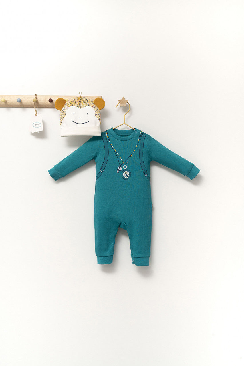 Set salopeta cu caciulita cu urechiuse pentru bebelusi Ursulet, Tongs baby