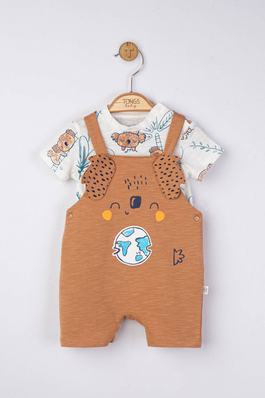 Set salopeta cu tricou de vara pentru bebelusi Koala, Tongs baby