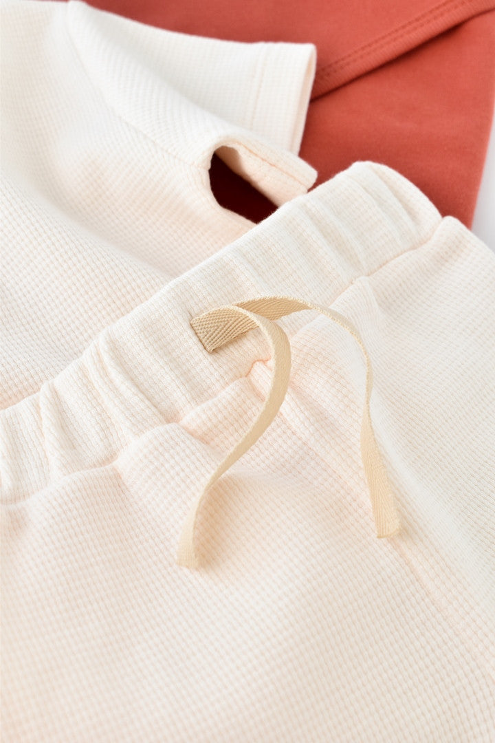Set tricou cu panataloni scurti - 100% bumbac organic - Ecru, Baby Cosy
