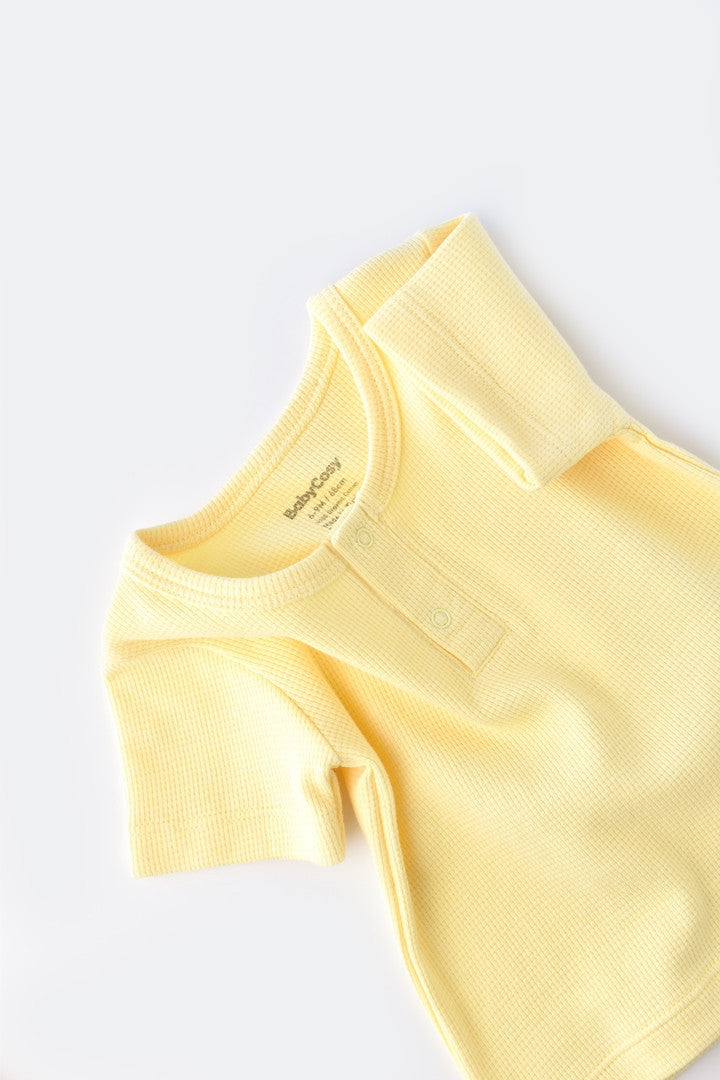 Set tricou cu panataloni scurti - 100% bumbac organic - Galben, Baby Cosy