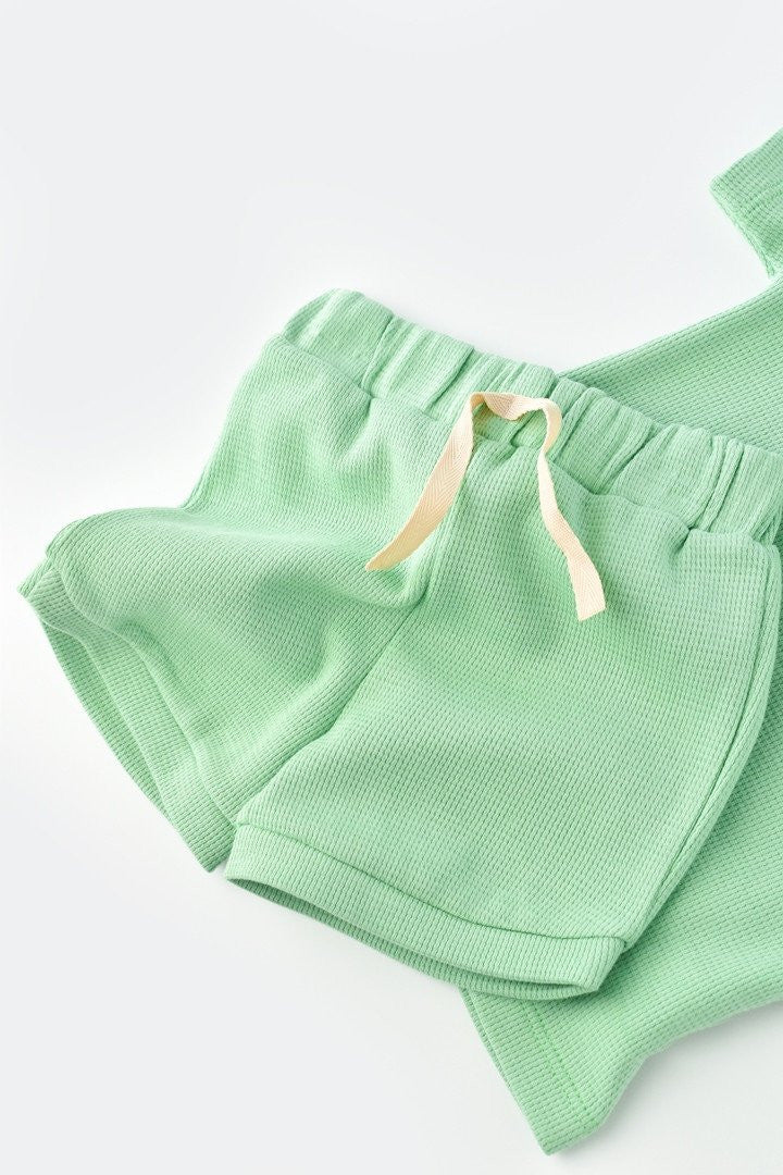 Set tricou cu panataloni scurti - 100% bumbac organic - Mint, Baby Cosy