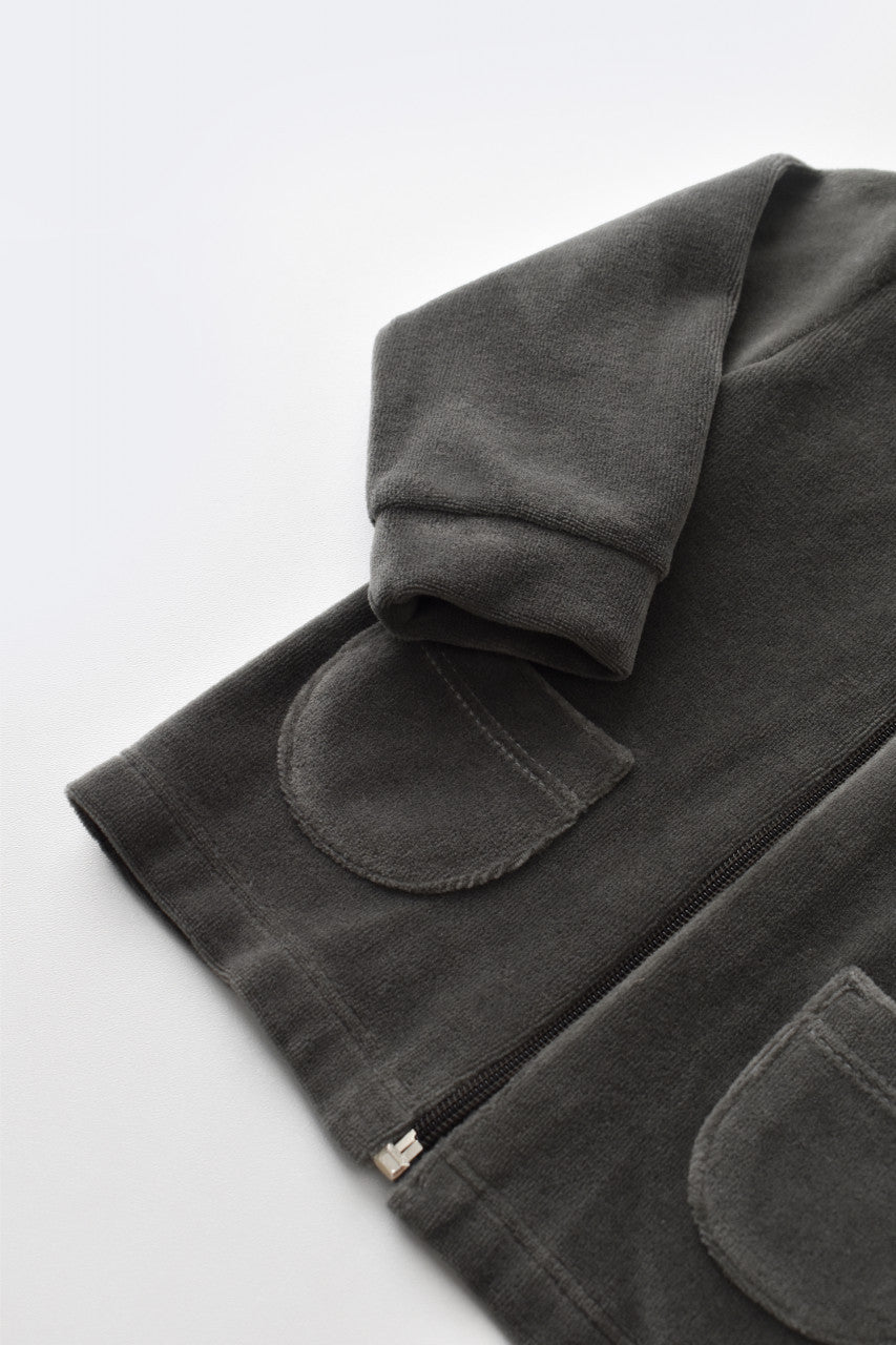 Set Ursulet cu bluzita cu fermoar si gluga si panataloni lungi din 80%bumbac organic si 20% poliester - Antracit, Baby Cosy