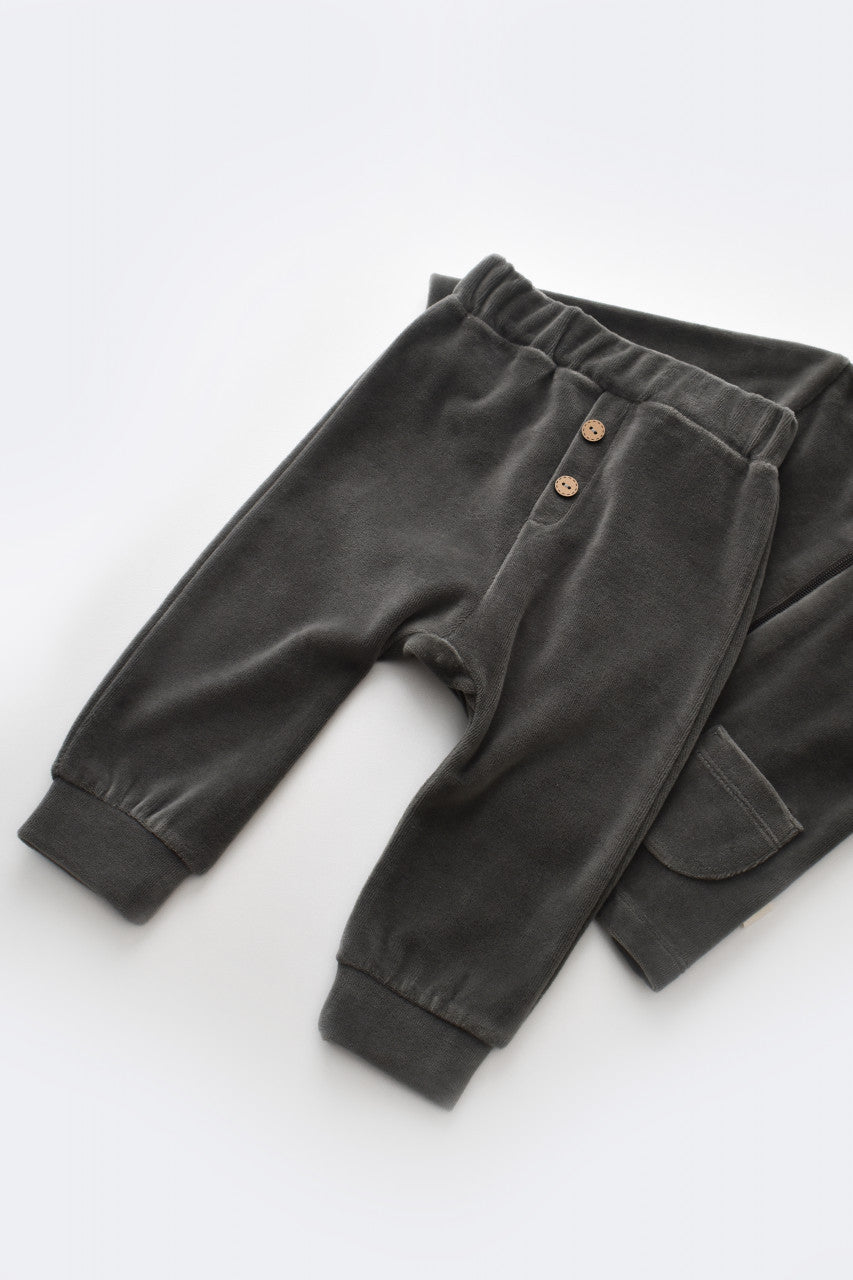 Set Ursulet cu bluzita cu fermoar si gluga si panataloni lungi din 80%bumbac organic si 20% poliester - Antracit, Baby Cosy