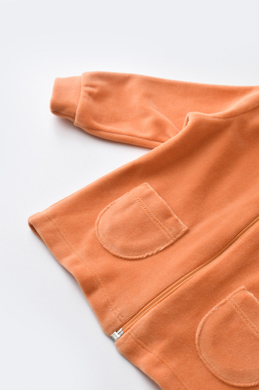 Set Ursulet cu bluzita cu fermoar si gluga si panataloni lungi din 80%bumbac organic si 20% poliester - Portocaliu, Baby Cosy