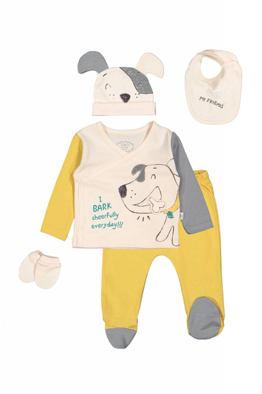 Setul 5 piese nou nascut Dogs, Tongs baby