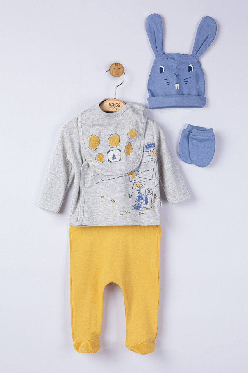 Setul 5 piese nou nascut Iepuras, Tongs baby