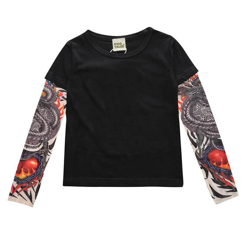 Tricou copii negru cu tatuaj