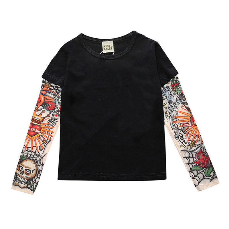 Tricou copii negru cu tatuaj