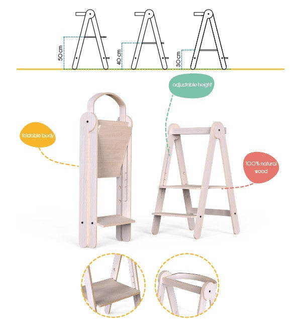 Turn de invatare pliabil MamaToyz Learning Tower din lemn, Galben