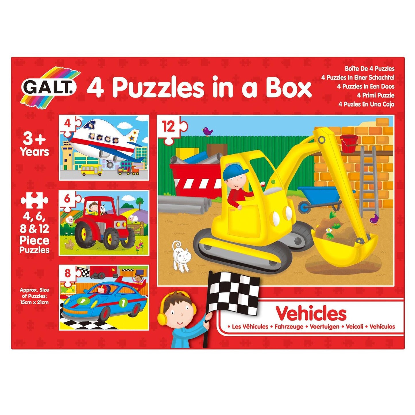 Set 4 puzzle-uri Vehicule (4, 6, 8, 12 piese)