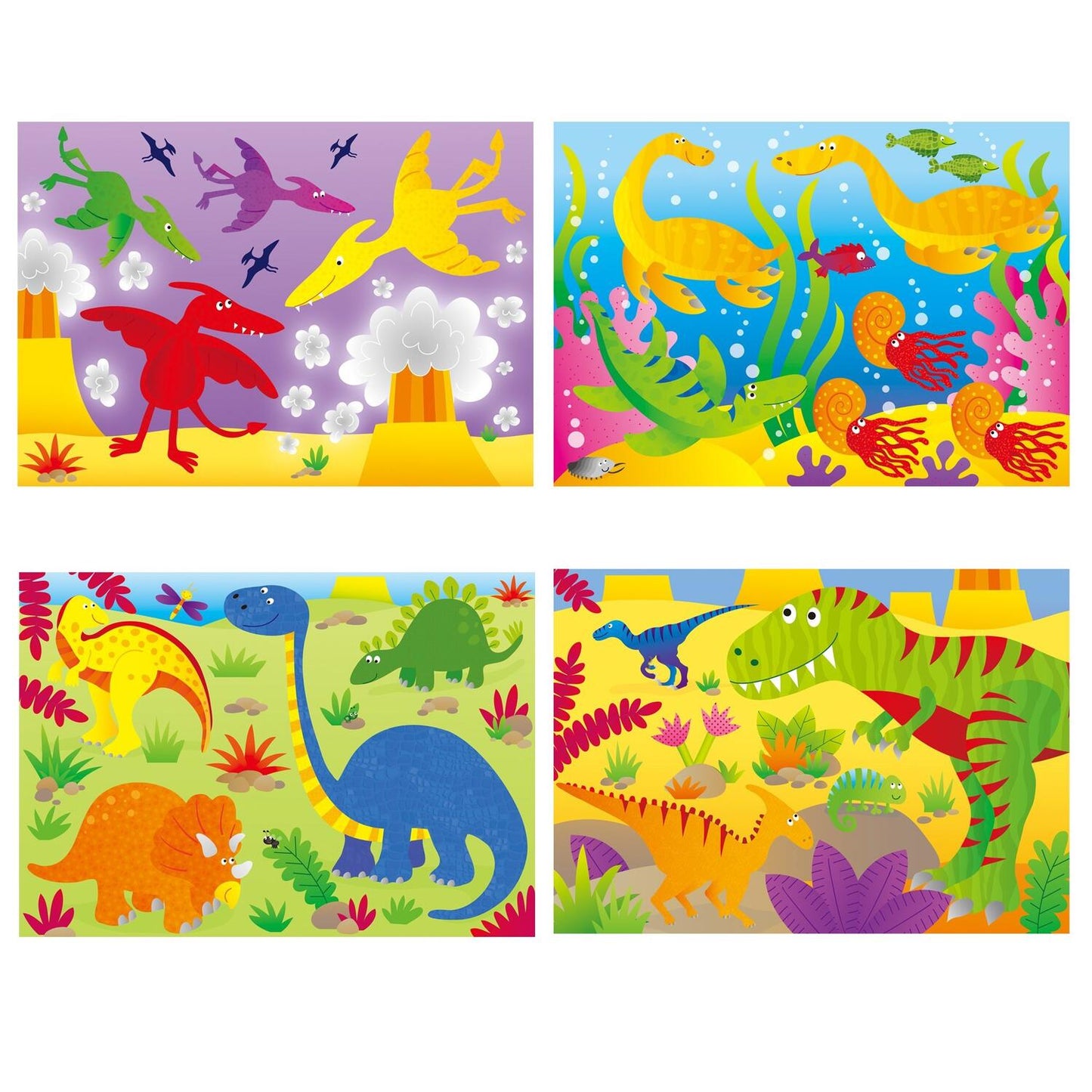 Set 4 puzzle-uri Dinozauri (12, 16, 20, 24 piese)