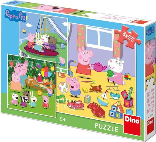 Puzzle 3 in 1 - Purcelusa Peppa in vacanta (3 x 55 piese)