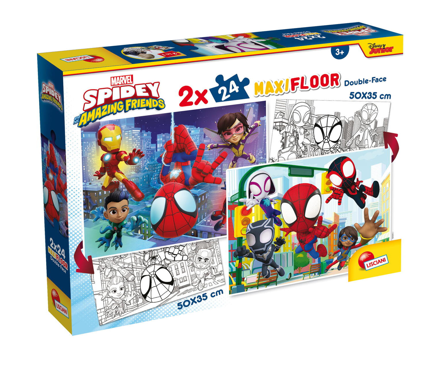 Puzzle de colorat maxi - Paienjenelul Marvel si prietenii lui uimitori (2 x 24 de piese)