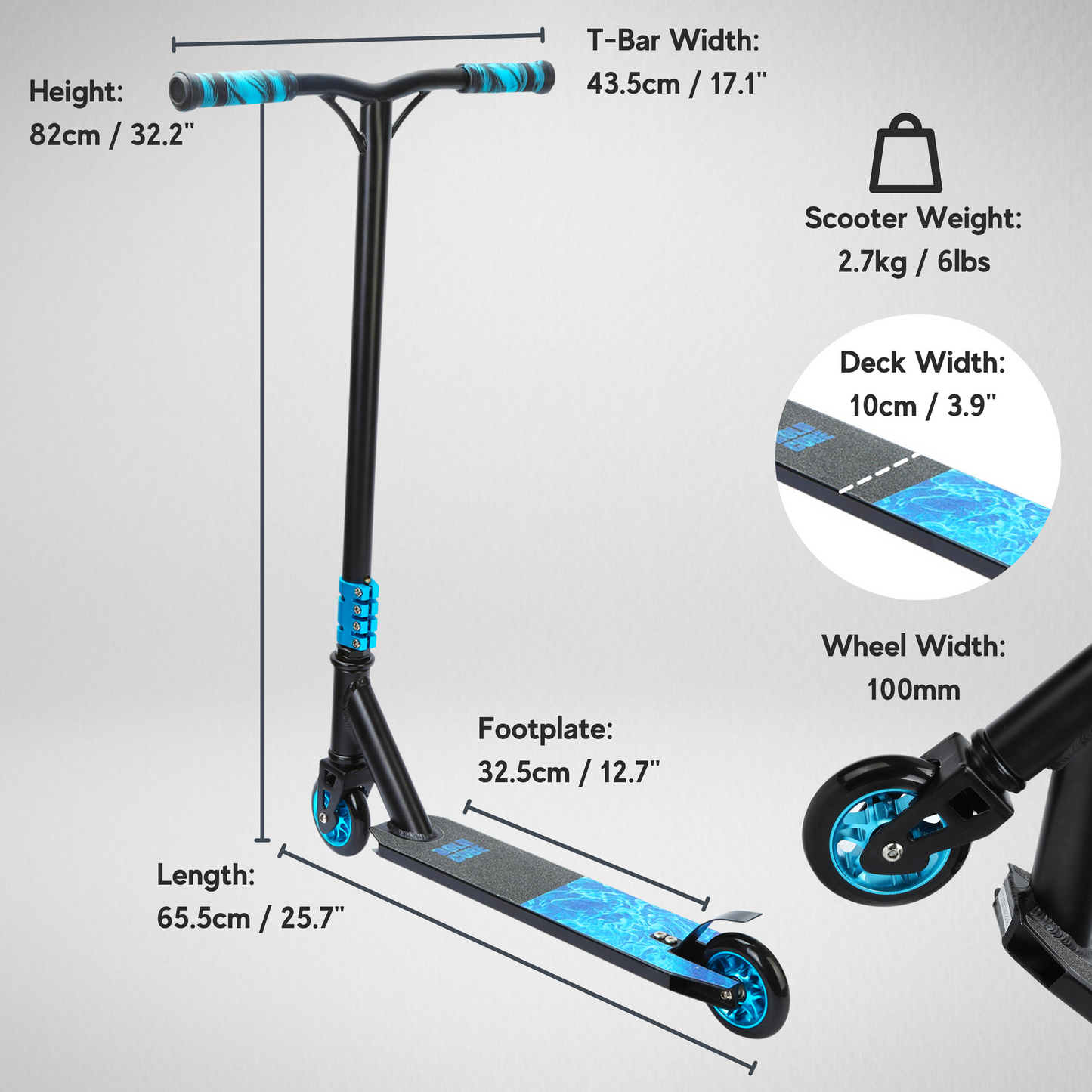 Trotineta de scheme freestyle - Scooter DELUXE Albastru, 2 roti