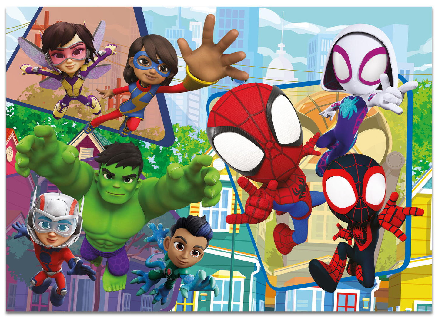 Puzzle de colorat maxi - Paienjenelul Marvel si prietenii lui uimitori (4 x 48 de piese)