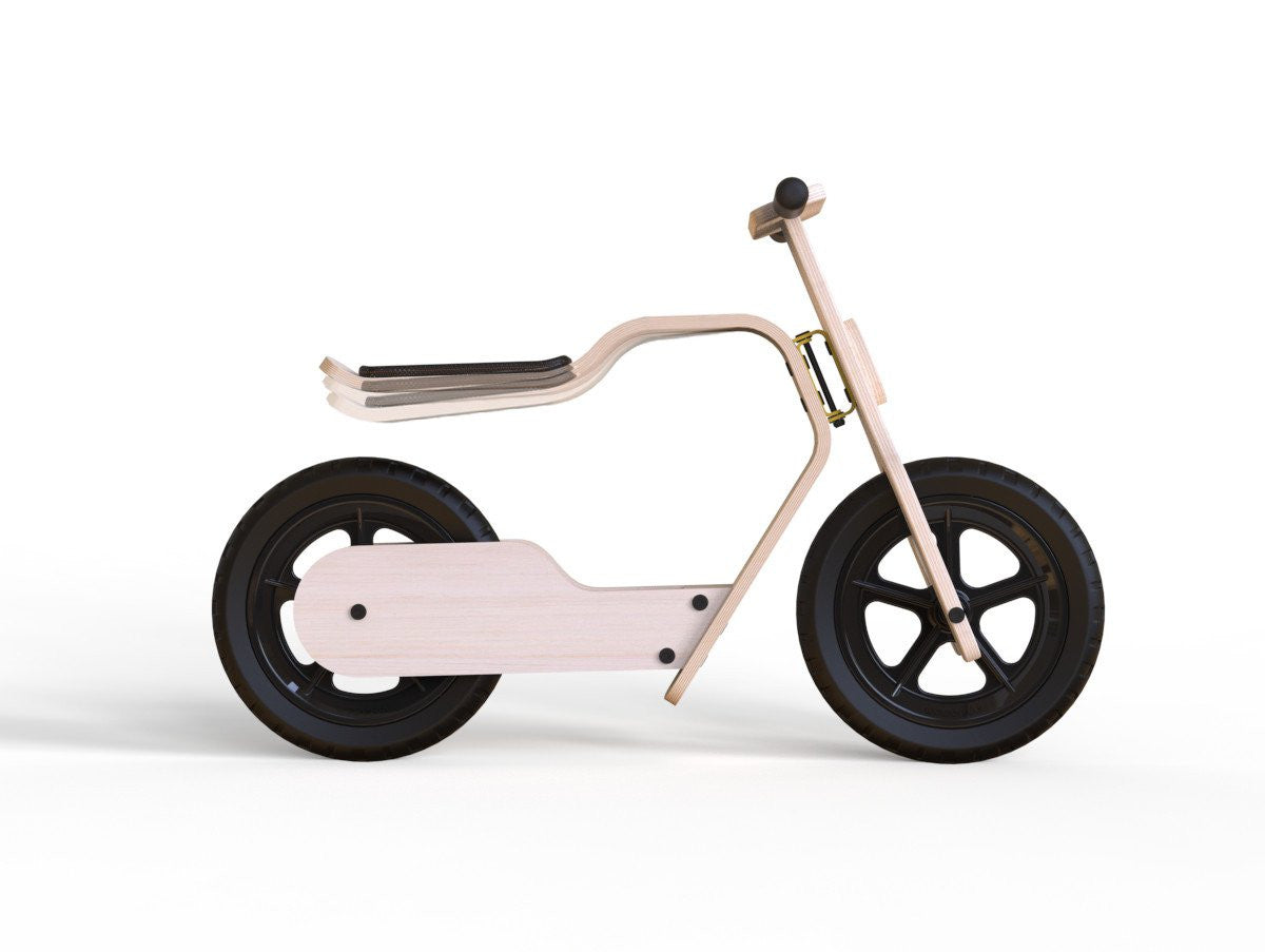 Bicicleta fara pedale MamaToyz RideMe, din lemn natural – Ursuleți