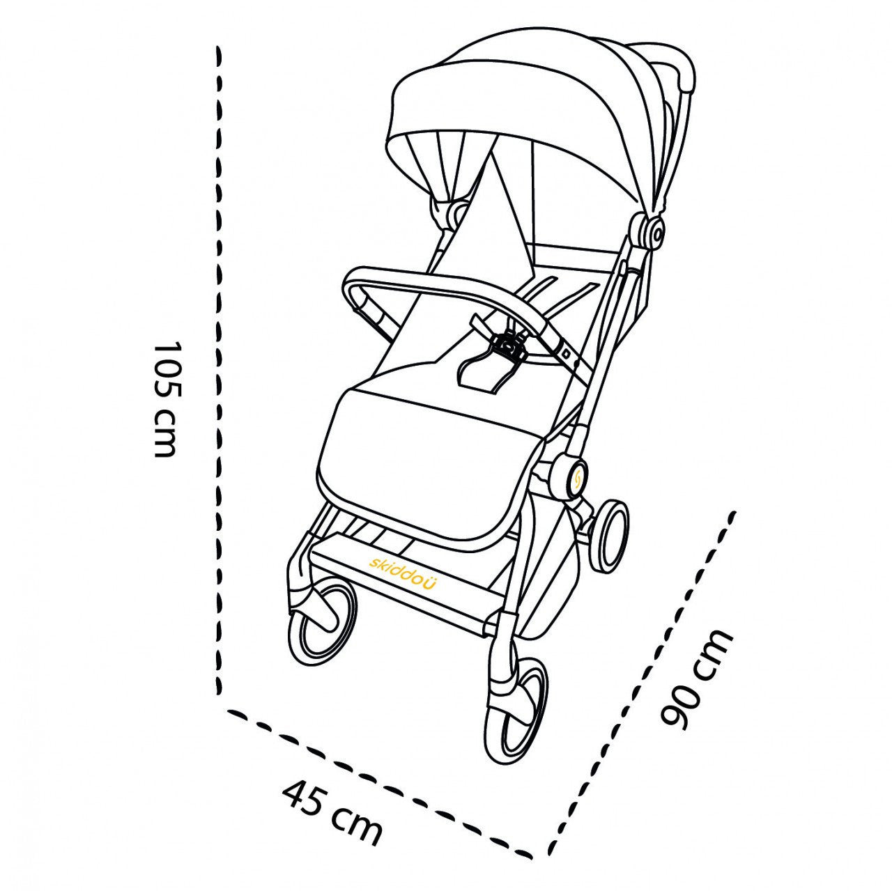 Carucior sport pliabil ultracompact pentru calatorii Espoo+, Onyx, Negru, Skiddou