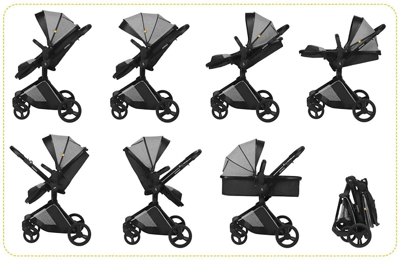 Carucior transformabil 2 in 1 Nasjo, Normandic Dream, Gri, Skiddou