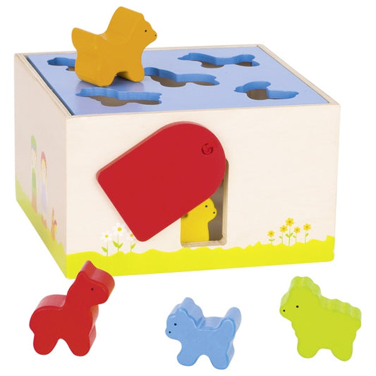 Cutie de lemn cu sortare forme animalute - Set educativ multicolor