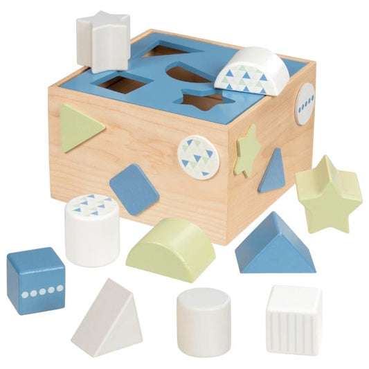 Cutie de sortare cu forme de geometrice - Set din lemn Aqua