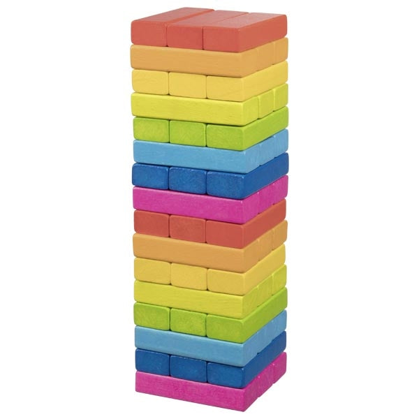 Joc indemanare Jenga cu piese din lemn colorate