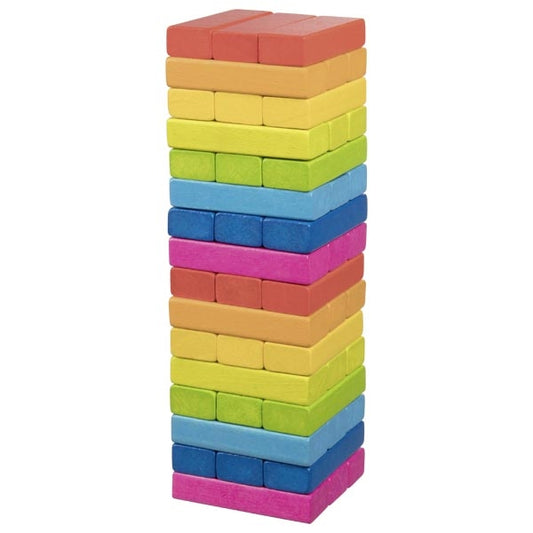 Joc indemanare Jenga cu piese din lemn colorate