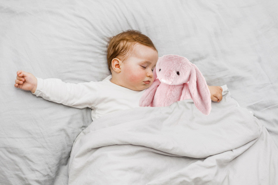 Jucarie din plus pentru copii BabyJem Sleeping Mate Small Bunny