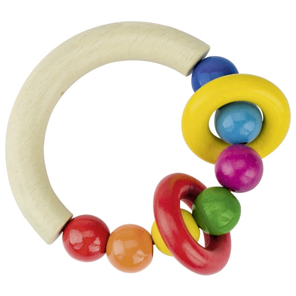 Jucarile zornaitoare multicolora din lemn cu inele pentru bebelusi