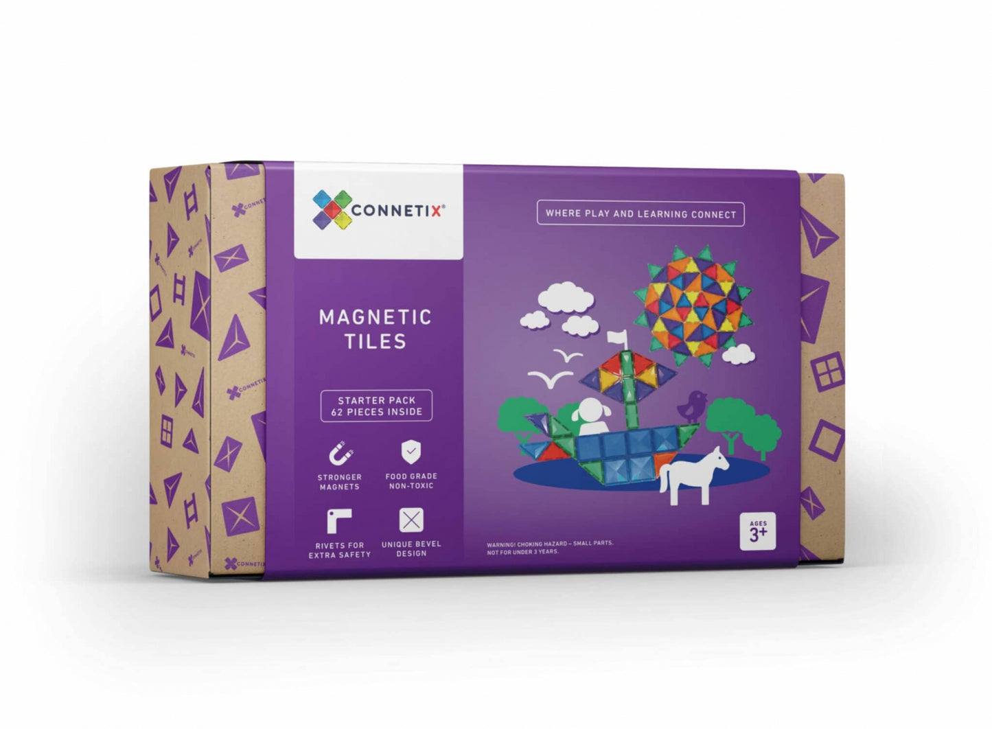 Magnetic Tiles Set constructie magnetic, 62 piese, set de baza