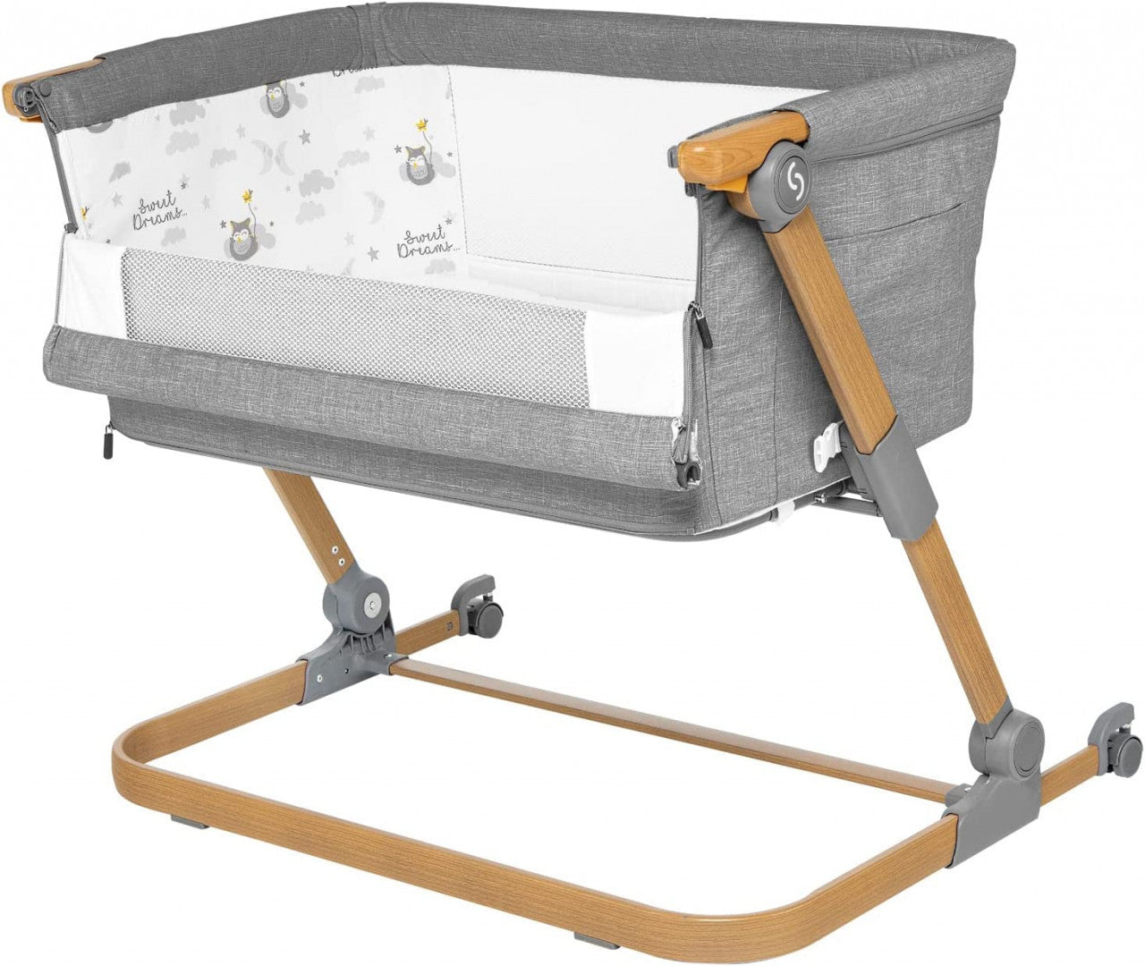 Patut 3 in 1 co-sleeping Natt, Normandic Wood, wood-gri, Skiddou