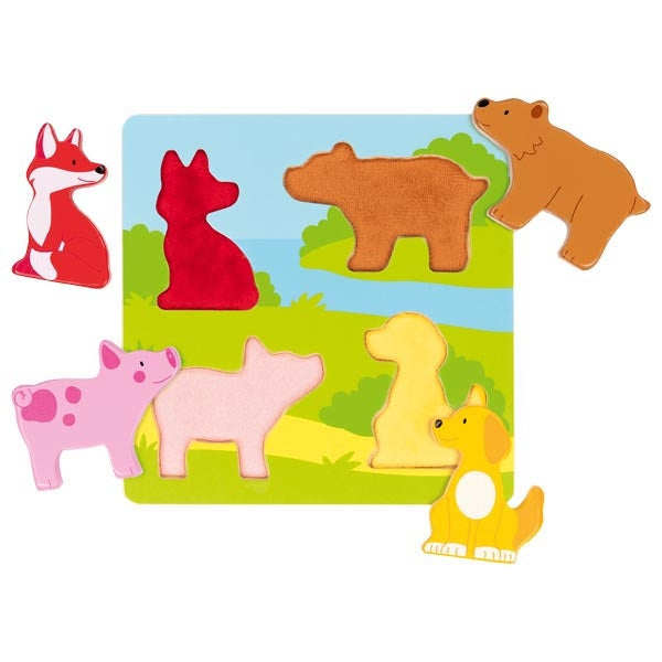 Puzzle cu texturi animale - Set tactil si indemanare pentru bebelusi