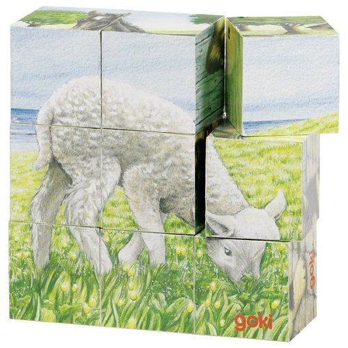 Puzzle cuburi - animale de la ferma - pui