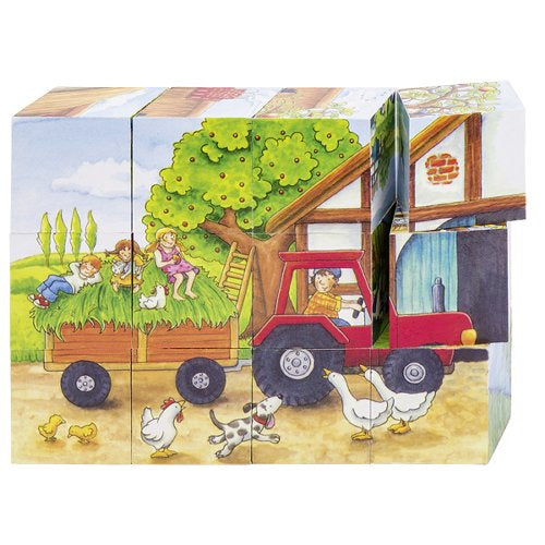 Puzzle cuburi - anotimpurile la ferma
