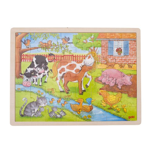 Puzzle din lemn cu rama - Viata la ferma, 48 piese