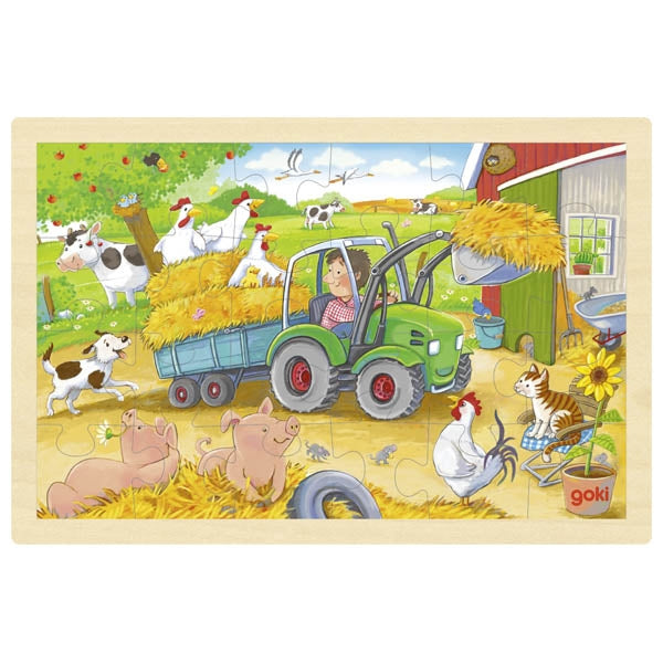 Puzzle din lemn micul tractor