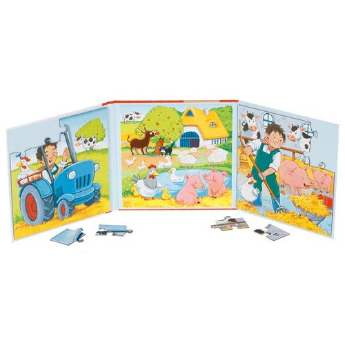 Puzzle magnetic sub forma de carte - travel size - La ferma, 40 piese