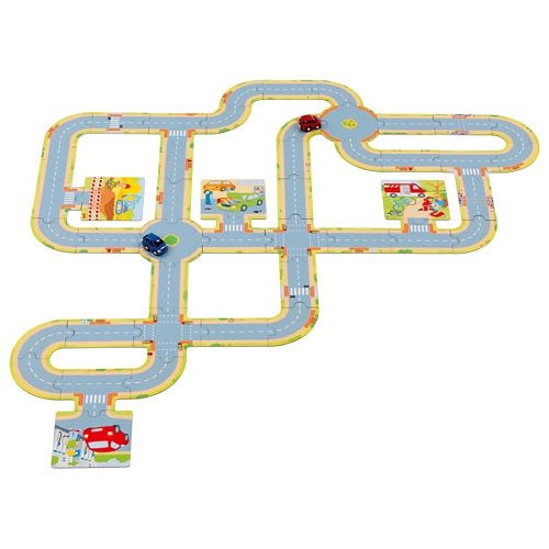 Puzzle pista de masinute cu doua vehicule