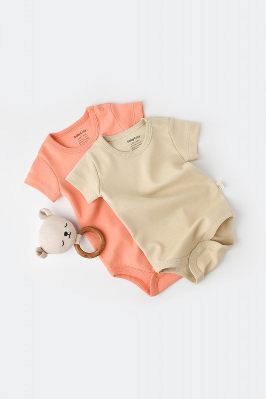 Set 2 body-uri bebe unisex -100% bumbac organic - Roz/Crem, Baby Cosy